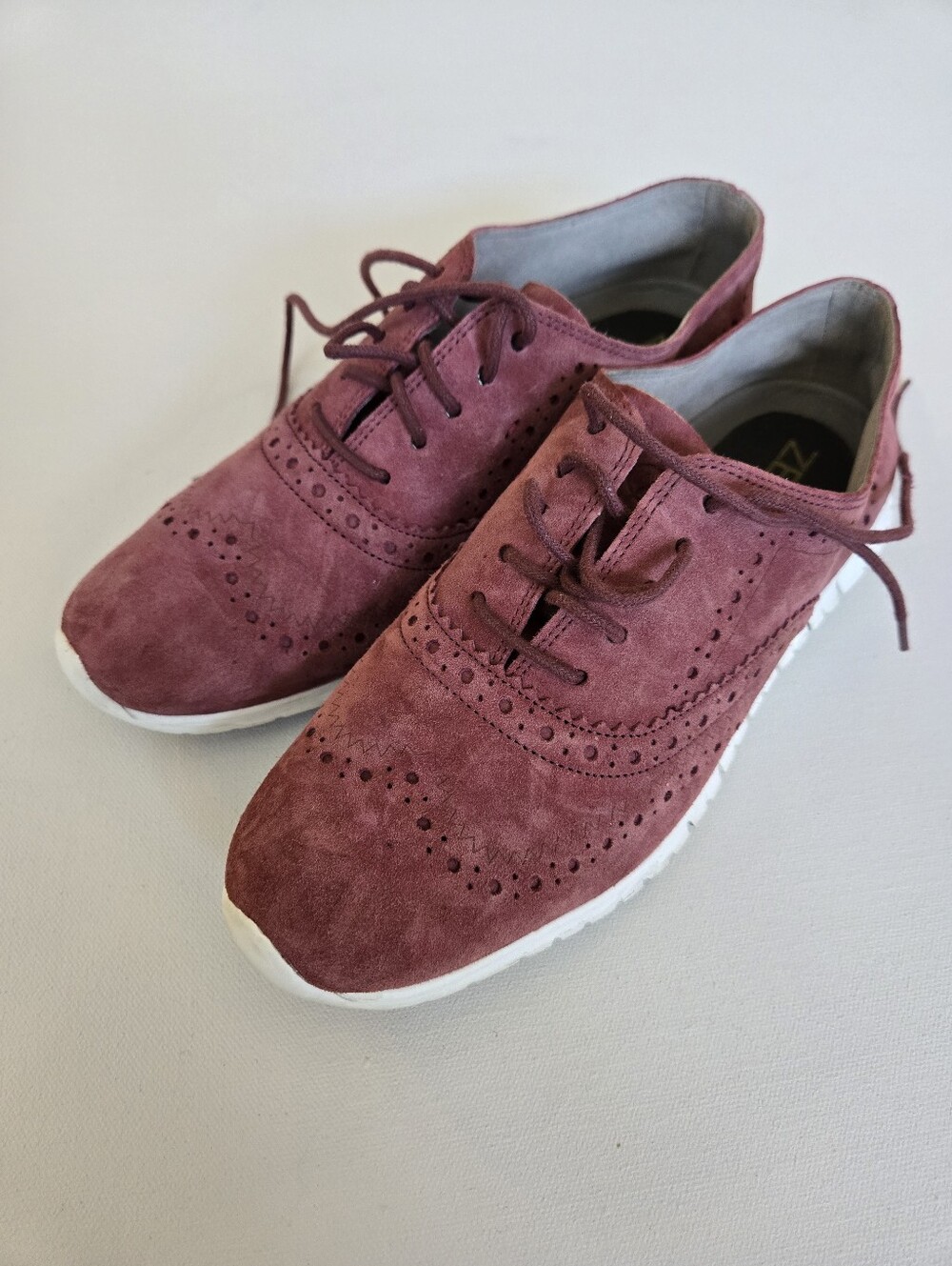 Cole Haan ZeroGrand Wine Suede Brogue Wingtip Oxford Casual Comfort Sneaker Sz 7